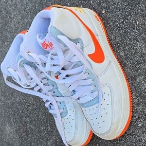 Nike Kids White and Orange High-Top Sneakers
